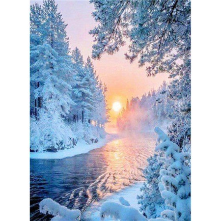 Diamond Painting Montagnes Neige Hiver Livraison Gratuite