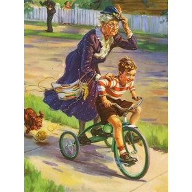 Diamond Painting - Broderie Diamant - Grands-parents et petits-enfants a vélo